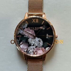 Olivia Burton OB16WG55 Signature Floral Watch With 38mm Black Floral Face